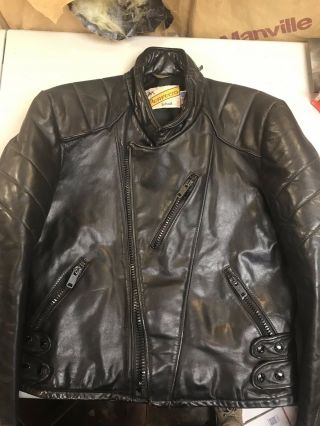 Vintage Schott Perfecto Black Motorcycle Leather Jacket Size 42