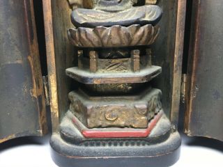 old Japanese Japan,  Buddhism Buddha statue kannon,  Bodhisattva,  Zushi box 17cm 等 5