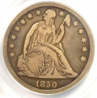 1850 - O Seated Liberty Silver Dollar $1 - Anacs F12 Detail - Rare Certified Coin