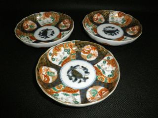 Real Japanese Antique Imari Porcelain Dish/plate 3sets Edo About 150 Years Ago