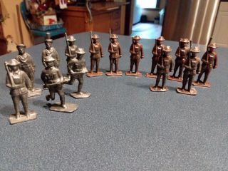 13 Vintage Solid Cast Lead Metal Soldiers