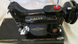 Vintage Red S 1960 Singer Featherweight Sewing Machine Model 221K w/case,  extra 4