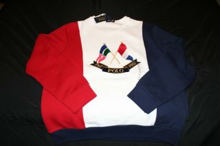Polo Ralph Lauren Men Cross Flags Cp - 93 Crest Sweatshirt Sz Xl White Thespot917