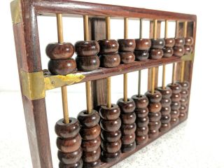 Vintage Chinese Rosewood Huanghuali Abacus Lotus - Flower Brand 63 Beads