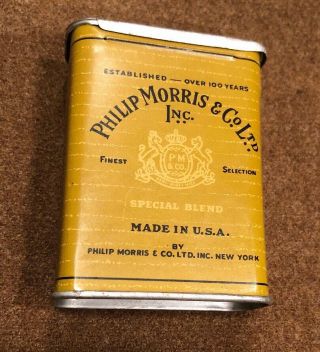 Vintage Ww2 1940’s Usgi Personal Item Phillip Morris Clover Empty Cigarette Tin