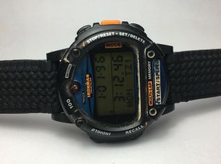 Rare Timex Ironman Triathlon Data Link Vintage Digital Watch Blue Space Nasa