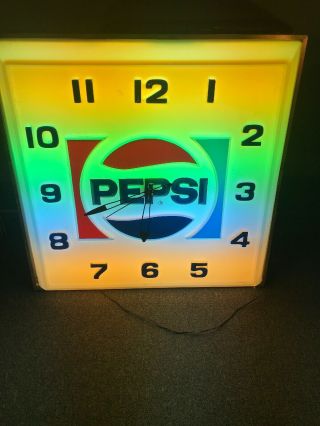 Pepsi Clock Sign Dualite Lighted Vintage Advertising Cola Sign Large Wall