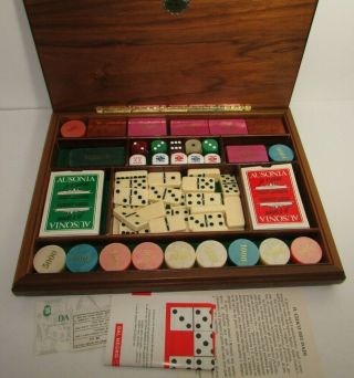 Vintage Dal Negro Poker Set With Dominoes And Dice Mother Pearl