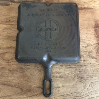 Vintage Griswold Cast Iron 666 Colonial Breakfast Skillet Square Pan Erie Pa