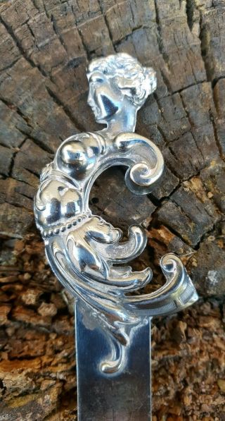 Antique Art Nouveau Sterling Silver Sewing Hem Gauge Ruler Measure.