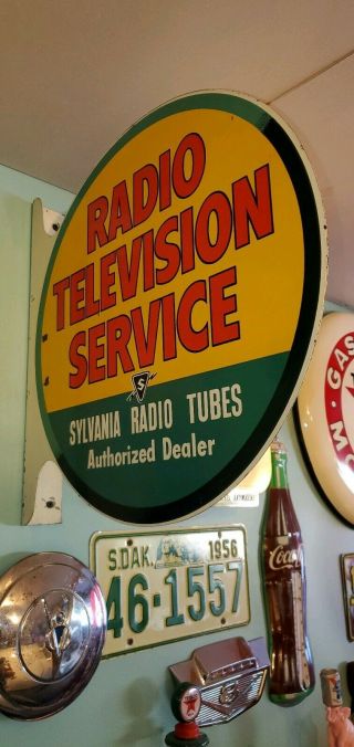 VINTAGE SYLVANIA Radio Television Service Radio And Tv Tubes Flange Sign 8