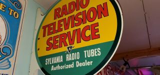 VINTAGE SYLVANIA Radio Television Service Radio And Tv Tubes Flange Sign 9