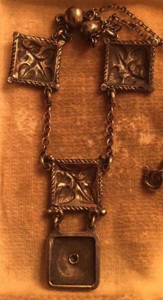 Edwardian sterling silver enamel arts and crafts necklace pendant 6
