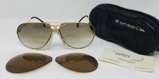 Vintage Cazal 901 Gold Sport Design Sunglasses & Case,  Extra Lenses