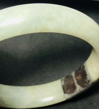 Antique1890 - 1910 Chinese Pale Green Jade With Silver Hinged Bracelet