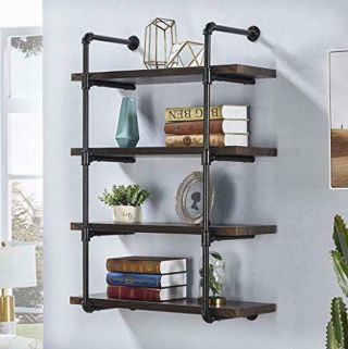 Homissue 4 - Shelf Rustic Pipe Wall Shelves,  31.  5 - Inch Vintage Industrial Wall She