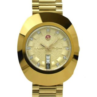Vintage Rado Diastar Automatic Gold Plated Mens Wrist Watch White Diamond