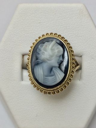 Vintage 9ct Yellow Gold Black Cameo Ring Size K