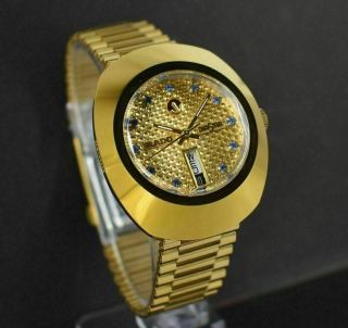 Vintage Rado Diastar Automatic Gold Plated Mens Wrist Watch Blue Stone Gift Item