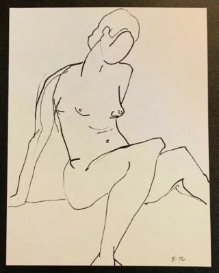 4 Vintage Female Nudes Life Drawing Pencil Sketches
