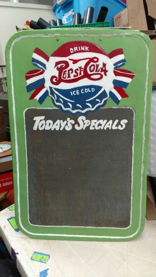 Vintage Embossed Double Dot Pepsi Cola Chalkboard Sign Been Touch Up