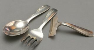 Vintage Tiffany & Co Sterling Silver Baby Spoon Fork & Food Pusher