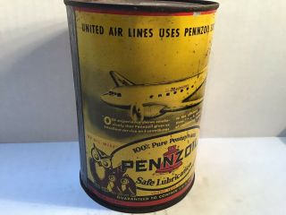 Vintage Pennzoil Oil Can handy household Owl Airplane rare Tin Mopar Ford Oilzum 2