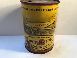 Vintage Pennzoil Oil Can handy household Owl Airplane rare Tin Mopar Ford Oilzum 3