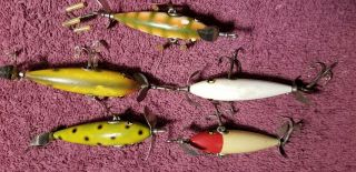OLD VINTAGE WOODEN MINNOW LURES PFLUEGER SHEAKSPEARE SOUTHBEND 4
