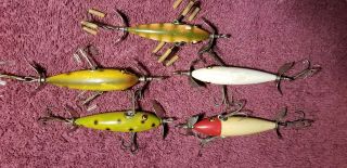 OLD VINTAGE WOODEN MINNOW LURES PFLUEGER SHEAKSPEARE SOUTHBEND 5