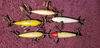 OLD VINTAGE WOODEN MINNOW LURES PFLUEGER SHEAKSPEARE SOUTHBEND 8