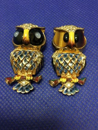 Rare Coro Craft Duette Owl Sterling Silver Daytime Nighttime