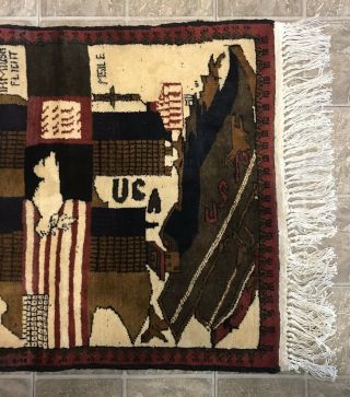 VTG September 11th Folk Art Homemade Artwork Tapestry Rug World Trade Center USA 5