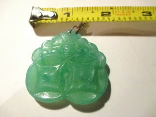 Antique Chinese Ice Emerald Jade Jadeite Carved Lucky Bat Pendant Necklace
