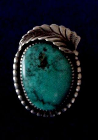 Vintage Hand Made Sterling Silver/genuine Turquoise Ring - Estate Jewelry - Size 7