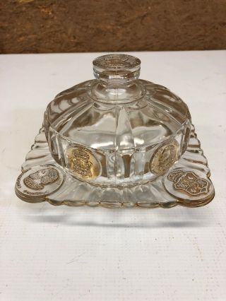 Vintage Glass Butter Dish U.  S.  Glass Company 1892 Christopher Columbus Rare