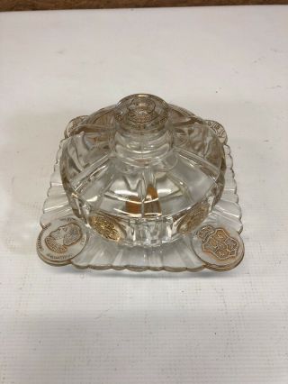 Vintage Glass Butter Dish U.  S.  Glass Company 1892 Christopher Columbus Rare 2