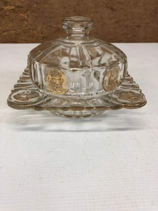 Vintage Glass Butter Dish U.  S.  Glass Company 1892 Christopher Columbus Rare 3