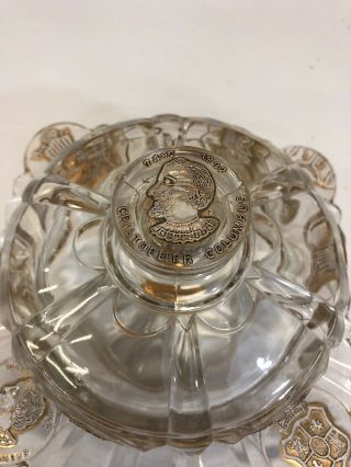 Vintage Glass Butter Dish U.  S.  Glass Company 1892 Christopher Columbus Rare 4