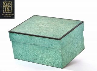 Vintage R & Y Augousti London Shagreen Jewelry Trinket Box Marked