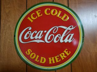Coca Cola 1933 Round Sign Early Vintage Coke Advertising