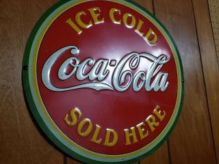 COCA COLA 1933 round sign early vintage Coke advertising 5