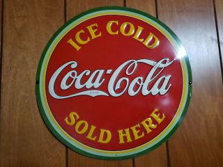COCA COLA 1933 round sign early vintage Coke advertising 7