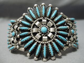 Incredible Vintage Navajo Zuni Turquoise Sterling Silver Bracelet