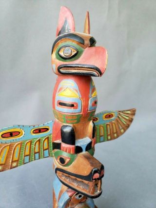 Vintage Carved Wood Larger Hand Painted Southwest Totem Pole