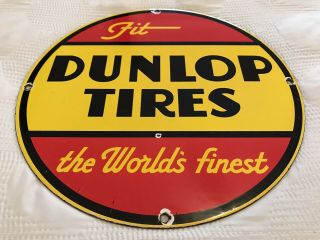 Vintage Dunlop Tires Porcelain Sign,  Auto Supplies,  Service Station,  Gas,  Oil