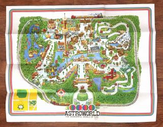 Vintage Astroworld Map 1968 Houston Texas Theme Park Memorabilia