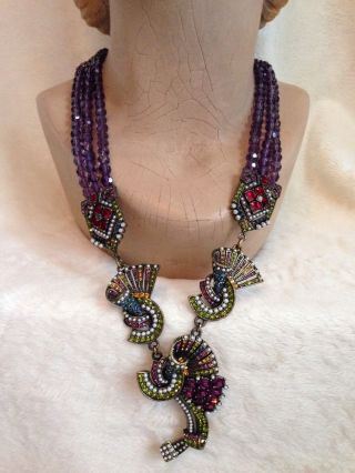 Heidi Daus Purple Bead Vintage Necklace - Seed Pearls - Rare