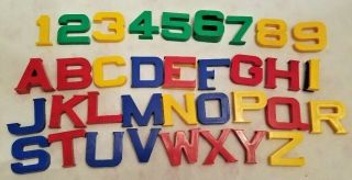 Vintage Complete Set Hard Plastic Alphabet Letters & Numbers Learning Toy