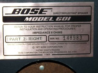 Vintage Bose 601 Series I Stereo Speakers Home Audio Pair Need Refoamed 8